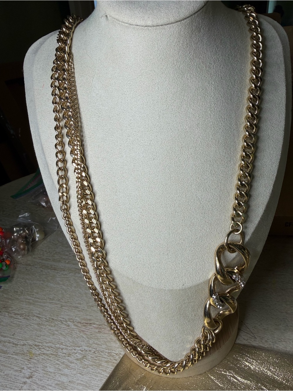 Gold Statement Multi-Strand Chain Necklace - Unbranded